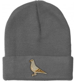 Custom Beanies for Men Pigeon A Embroidery Wild Animals Dove Winter Hats for Women Acrylic Skull Cap 1 Size Light Grey Design...