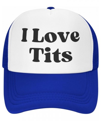 I Love Tits Mesh Hat for Men Women Baseball Cap Dad Gift Adjustable Trucker Hat Blue $8.79 Baseball Caps