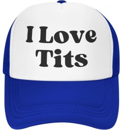 I Love Tits Mesh Hat for Men Women Baseball Cap Dad Gift Adjustable Trucker Hat Blue $8.79 Baseball Caps