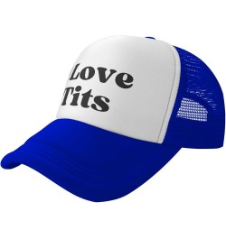 I Love Tits Mesh Hat for Men Women Baseball Cap Dad Gift Adjustable Trucker Hat Blue $8.79 Baseball Caps