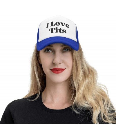 I Love Tits Mesh Hat for Men Women Baseball Cap Dad Gift Adjustable Trucker Hat Blue $8.79 Baseball Caps