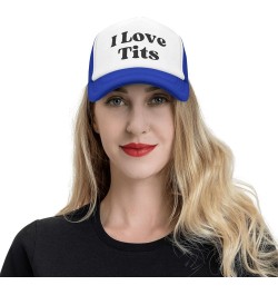 I Love Tits Mesh Hat for Men Women Baseball Cap Dad Gift Adjustable Trucker Hat Blue $8.79 Baseball Caps