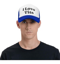 I Love Tits Mesh Hat for Men Women Baseball Cap Dad Gift Adjustable Trucker Hat Blue $8.79 Baseball Caps