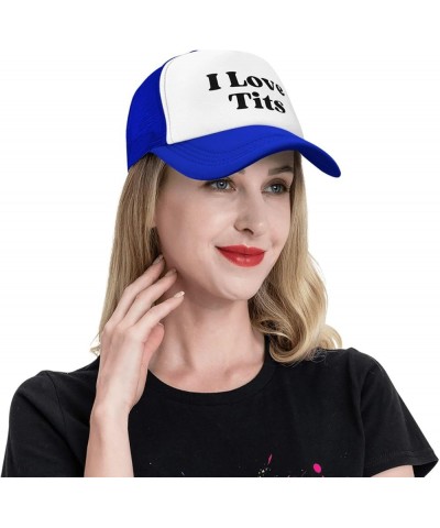 I Love Tits Mesh Hat for Men Women Baseball Cap Dad Gift Adjustable Trucker Hat Blue $8.79 Baseball Caps