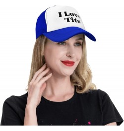 I Love Tits Mesh Hat for Men Women Baseball Cap Dad Gift Adjustable Trucker Hat Blue $8.79 Baseball Caps