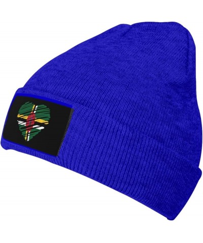 Winter Knit Hat Cap for Men Women, Dominica Flag Unisex Beanie Hat Cuffed Skull Cap Warm Ski Hats Black Blue $6.75 Skullies &...