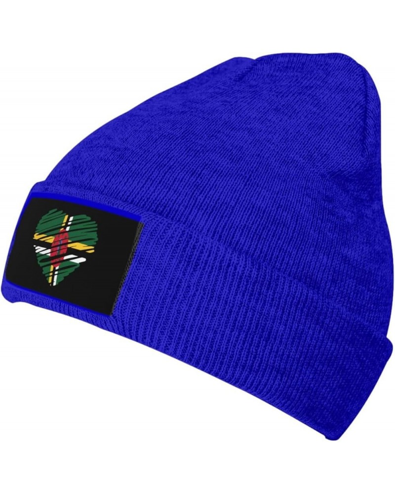 Winter Knit Hat Cap for Men Women, Dominica Flag Unisex Beanie Hat Cuffed Skull Cap Warm Ski Hats Black Blue $6.75 Skullies &...