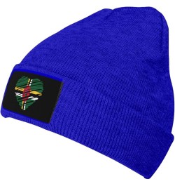 Winter Knit Hat Cap for Men Women, Dominica Flag Unisex Beanie Hat Cuffed Skull Cap Warm Ski Hats Black Blue $6.75 Skullies &...