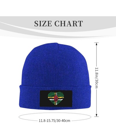 Winter Knit Hat Cap for Men Women, Dominica Flag Unisex Beanie Hat Cuffed Skull Cap Warm Ski Hats Black Blue $6.75 Skullies &...