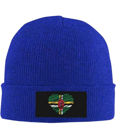 Winter Knit Hat Cap for Men Women, Dominica Flag Unisex Beanie Hat Cuffed Skull Cap Warm Ski Hats Black Blue $6.75 Skullies &...