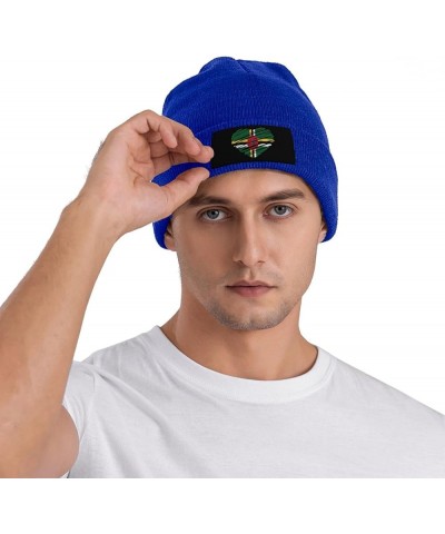 Winter Knit Hat Cap for Men Women, Dominica Flag Unisex Beanie Hat Cuffed Skull Cap Warm Ski Hats Black Blue $6.75 Skullies &...