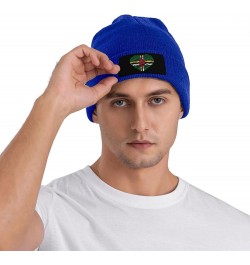 Winter Knit Hat Cap for Men Women, Dominica Flag Unisex Beanie Hat Cuffed Skull Cap Warm Ski Hats Black Blue $6.75 Skullies &...