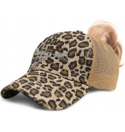 Custom Womens Ponytail Cap Connemara Pony Horses Breed Cotton Pony Distressed Trucker Hat Leopard Design Only $14.10 Baseball...