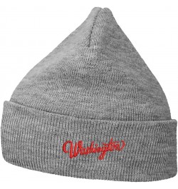 Mens Beanie Knit Hats Washington Embroidered Unisex Casual Beanies Hats for Winter Grey Acrylic $13.76 Skullies & Beanies