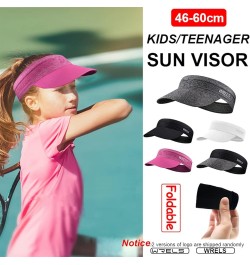 Visor Sun Hat for Kids Women Men,Adjustable Packable Sports Cap with Sweatband(46-60cm) Gray $7.50 Visors