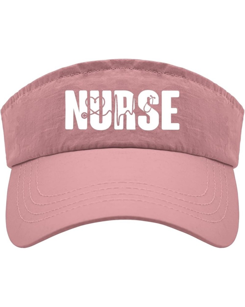 Trendy Sun Visor Hats Sun Visor Hat Stethoscope Nurse Vector Snake Nurse Sun Hats for Adult Stylish Fishing Pink $10.07 Visors