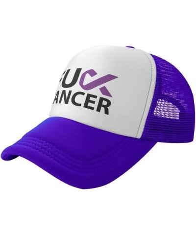 Fuck Pancreatic Cancer Awareness Flag-Trucker Hats Denim Hats Cowboy Knit hat Baseball Caps Fisherman's hat Purple $14.61 Bas...