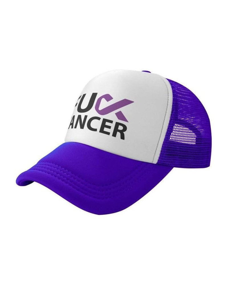 Fuck Pancreatic Cancer Awareness Flag-Trucker Hats Denim Hats Cowboy Knit hat Baseball Caps Fisherman's hat Purple $14.61 Bas...