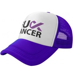 Fuck Pancreatic Cancer Awareness Flag-Trucker Hats Denim Hats Cowboy Knit hat Baseball Caps Fisherman's hat Purple $14.61 Bas...