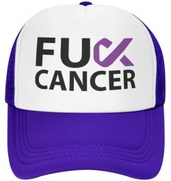 Fuck Pancreatic Cancer Awareness Flag-Trucker Hats Denim Hats Cowboy Knit hat Baseball Caps Fisherman's hat Purple $14.61 Bas...