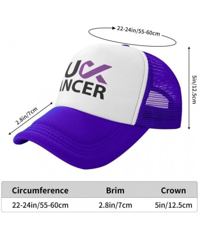 Fuck Pancreatic Cancer Awareness Flag-Trucker Hats Denim Hats Cowboy Knit hat Baseball Caps Fisherman's hat Purple $14.61 Bas...