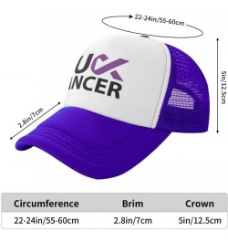 Fuck Pancreatic Cancer Awareness Flag-Trucker Hats Denim Hats Cowboy Knit hat Baseball Caps Fisherman's hat Purple $14.61 Bas...