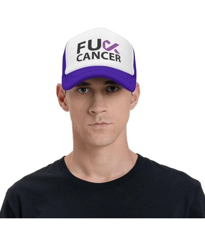 Fuck Pancreatic Cancer Awareness Flag-Trucker Hats Denim Hats Cowboy Knit hat Baseball Caps Fisherman's hat Purple $14.61 Bas...