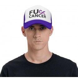 Fuck Pancreatic Cancer Awareness Flag-Trucker Hats Denim Hats Cowboy Knit hat Baseball Caps Fisherman's hat Purple $14.61 Bas...