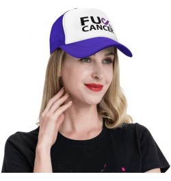 Fuck Pancreatic Cancer Awareness Flag-Trucker Hats Denim Hats Cowboy Knit hat Baseball Caps Fisherman's hat Purple $14.61 Bas...