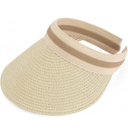 Women Summer Sun Hat Lady's Portable Beach Visor Bowknot Straw Hat Beige4 $12.38 Sun Hats