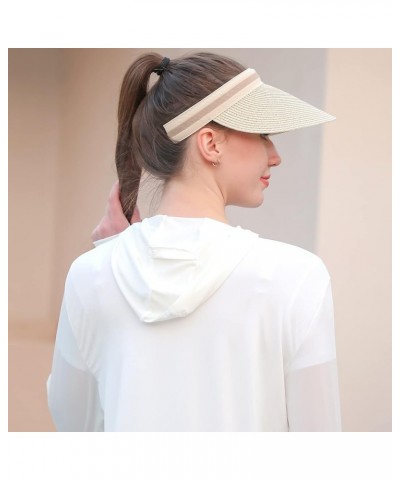 Women Summer Sun Hat Lady's Portable Beach Visor Bowknot Straw Hat Beige4 $12.38 Sun Hats