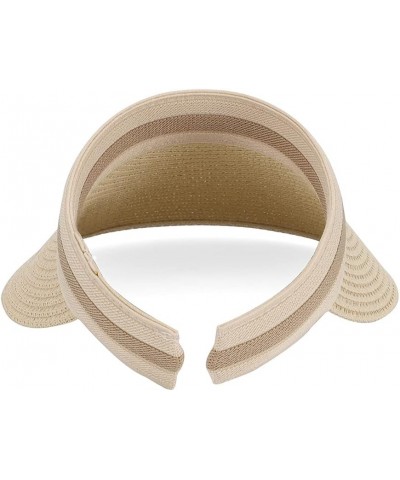 Women Summer Sun Hat Lady's Portable Beach Visor Bowknot Straw Hat Beige4 $12.38 Sun Hats