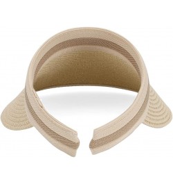 Women Summer Sun Hat Lady's Portable Beach Visor Bowknot Straw Hat Beige4 $12.38 Sun Hats