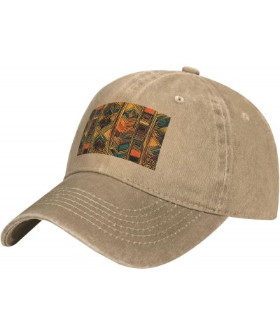 Native American Print Washed Cowboy Baseball Cap for Adults Adjustable Caps Fashion Cap A Sun Hat Natural $10.30 Baseball Caps