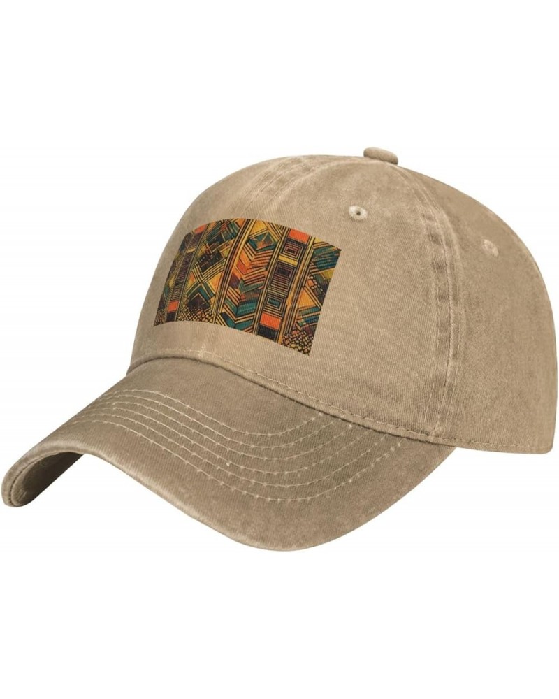 Native American Print Washed Cowboy Baseball Cap for Adults Adjustable Caps Fashion Cap A Sun Hat Natural $10.30 Baseball Caps