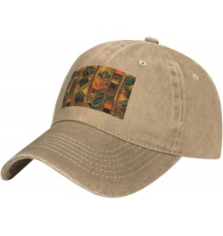 Native American Print Washed Cowboy Baseball Cap for Adults Adjustable Caps Fashion Cap A Sun Hat Natural $10.30 Baseball Caps