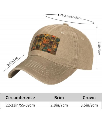 Native American Print Washed Cowboy Baseball Cap for Adults Adjustable Caps Fashion Cap A Sun Hat Natural $10.30 Baseball Caps