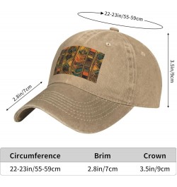 Native American Print Washed Cowboy Baseball Cap for Adults Adjustable Caps Fashion Cap A Sun Hat Natural $10.30 Baseball Caps