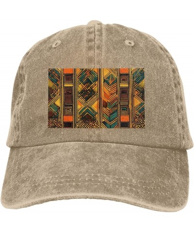 Native American Print Washed Cowboy Baseball Cap for Adults Adjustable Caps Fashion Cap A Sun Hat Natural $10.30 Baseball Caps