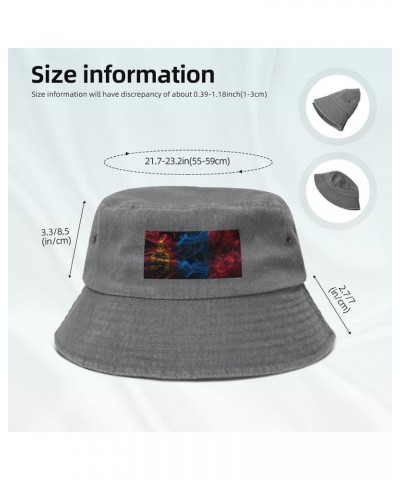 Smoke Style Flag of Mongolia Bucket Hat for Men Women Outdoor Washed Cotton Sun Hats Travel Beach Hat Gray $12.91 Bucket Hats