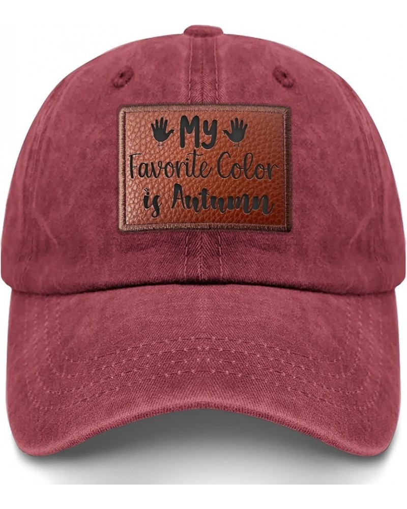 My Favorite Color is Autumn Hats Retro Sun Cap Gifts for Men Who Like Engraved,Workout Caps Suitable for Deep Rose $13.91 Cow...