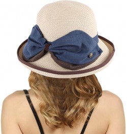 Wide Brim Floppy Summer Hats for Women Beach Panama Straw Bucket Hat Femme Packable Foldable Bow Sun Hat Beige $8.44 Sun Hats