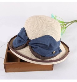 Wide Brim Floppy Summer Hats for Women Beach Panama Straw Bucket Hat Femme Packable Foldable Bow Sun Hat Beige $8.44 Sun Hats