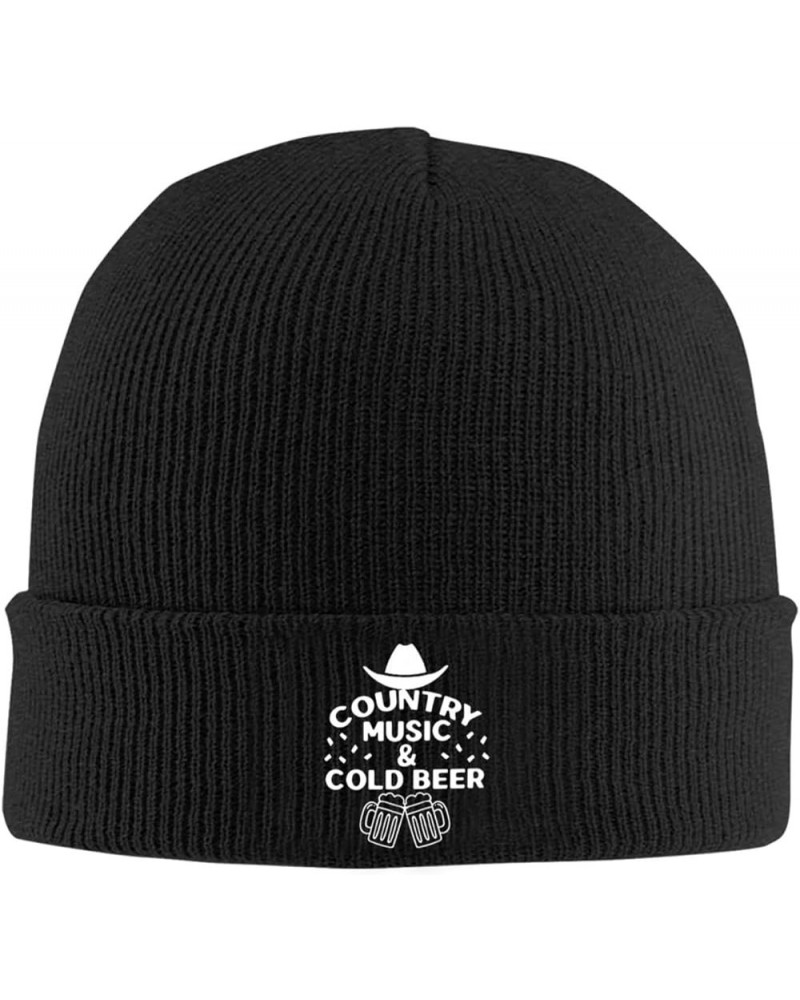 Country Music Beer Knit Hat Fashion for Unisex Warm Cute Beanie Hat Black $11.58 Skullies & Beanies