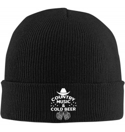 Country Music Beer Knit Hat Fashion for Unisex Warm Cute Beanie Hat Black $11.58 Skullies & Beanies