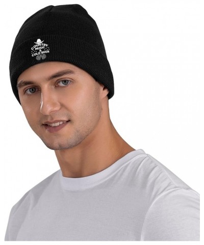 Country Music Beer Knit Hat Fashion for Unisex Warm Cute Beanie Hat Black $11.58 Skullies & Beanies