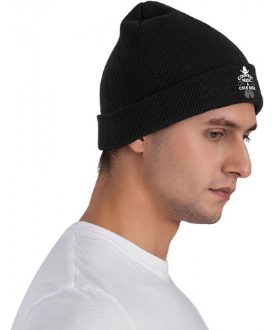 Country Music Beer Knit Hat Fashion for Unisex Warm Cute Beanie Hat Black $11.58 Skullies & Beanies