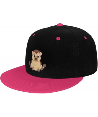 Sitting Little Hedgehog Snapback Hat for Men Women Baseball Cap Trucker Flat Bill Hats Dad Caps Pink $11.15 Baseball Caps