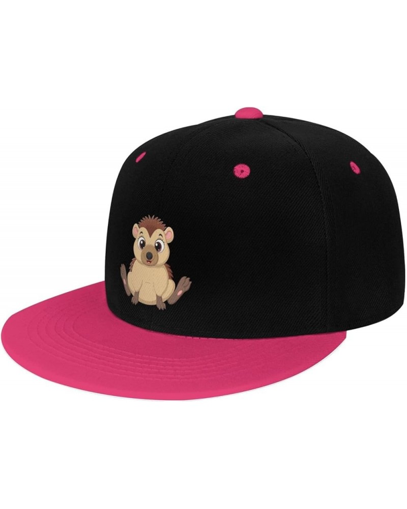 Sitting Little Hedgehog Snapback Hat for Men Women Baseball Cap Trucker Flat Bill Hats Dad Caps Pink $11.15 Baseball Caps