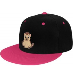 Sitting Little Hedgehog Snapback Hat for Men Women Baseball Cap Trucker Flat Bill Hats Dad Caps Pink $11.15 Baseball Caps